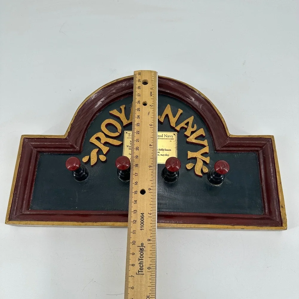 Authentic Models Royal Navy Toasts Wooden Wall Coat Rack Nautical Decor